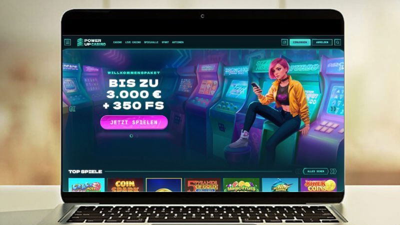 PowerUp Casino auf einem Computerbildschirm