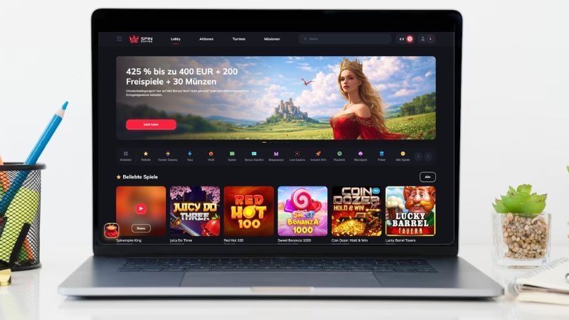 SpinEmpire Casino auf einem Computerbildschirm