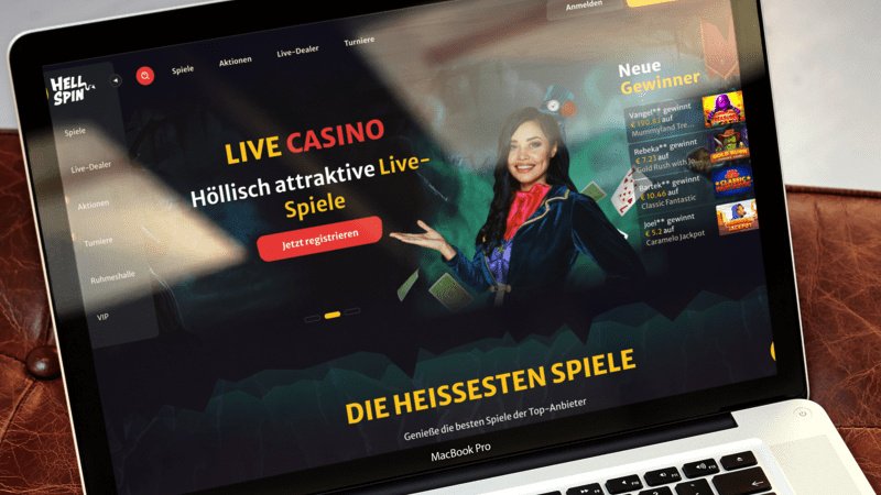 HellSpin Casino auf einem Computerbildschirm