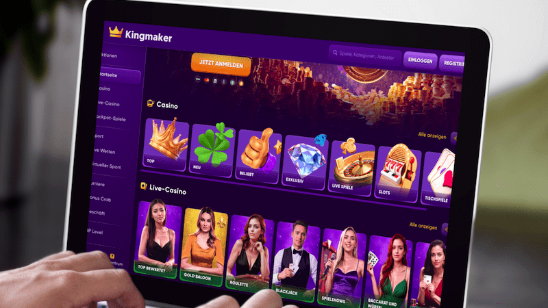 Kingmaker Casino auf einem Computerbildschirm
