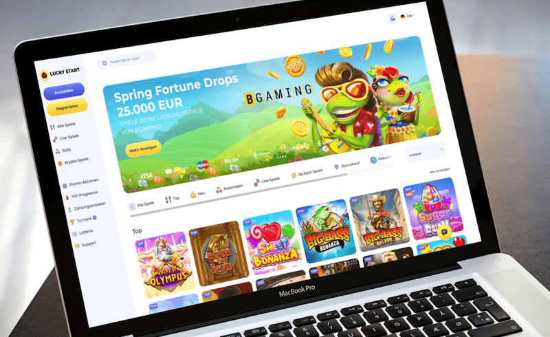 LuckyStart Casino auf einem Computerbildschirm