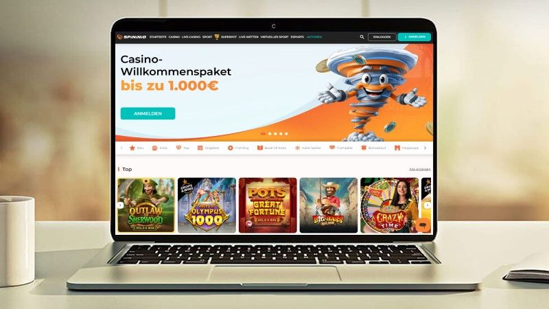 Spininio Casino auf einem Computerbildschirm
