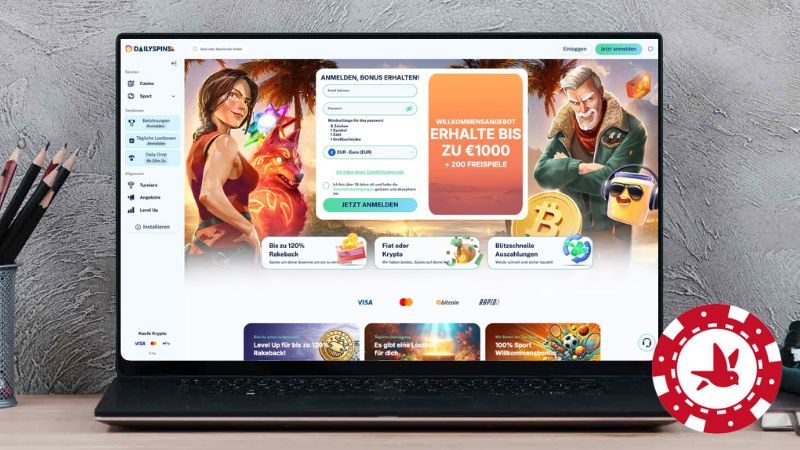 Vorschau des Hauptbildschirms von Dailyspins Casino