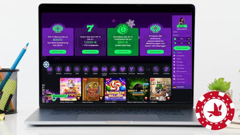 Vorschau des Hauptbildschirms von GlitchSpin Casino