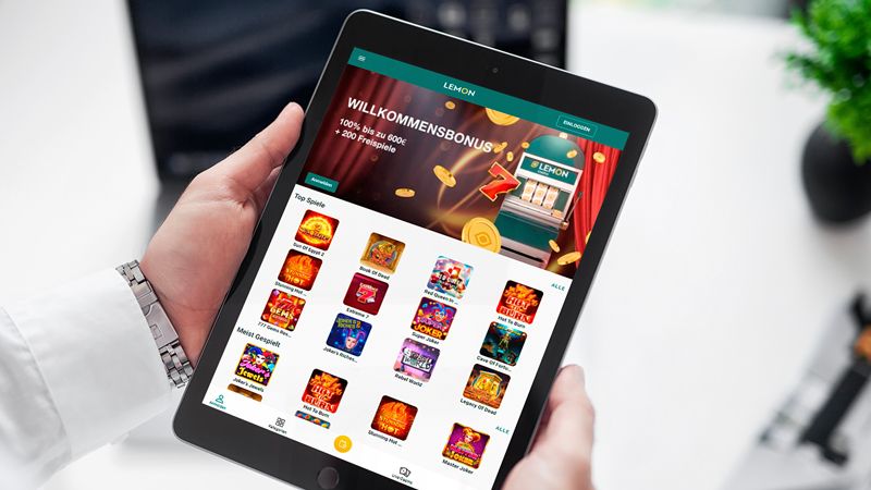 Lemon Casino auf einem iPad-Bildschirm