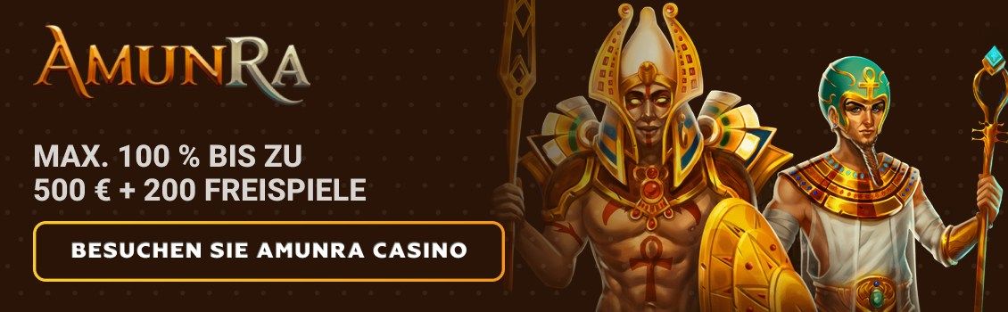 Machen Sie beim AmunRa Casino mit und beanspruchen Sie einen 100%-Willkommensbonus von bis zu 500 &euro; sowie 200 Freispiele und 1 Bonus Crab, um Ihre Lieblingsspiele auszuprobieren!