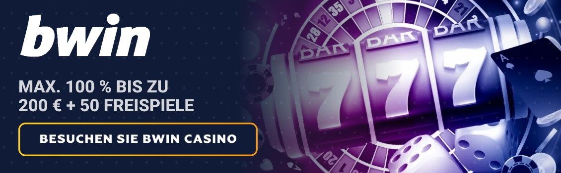 Melden Sie sich bei Bwin Casino an und erhalten Sie einen 100%-Willkommensbonus von bis zu 200 &euro; und 50 Freispiele! Holen Sie sich den Bonus mit einer Einzahlung von nur 10 &euro;!