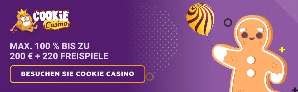 Melden Sie sich beim Cookie Casino an und bekommen Sie einen 100%-Willkommensbonus von bis zu 200 &euro; plus 220 Freispiele! Nutzen Sie diese Spins f&uuml;r Book of Dead und The Magic Cauldron &ndash; Enchanted Brew.