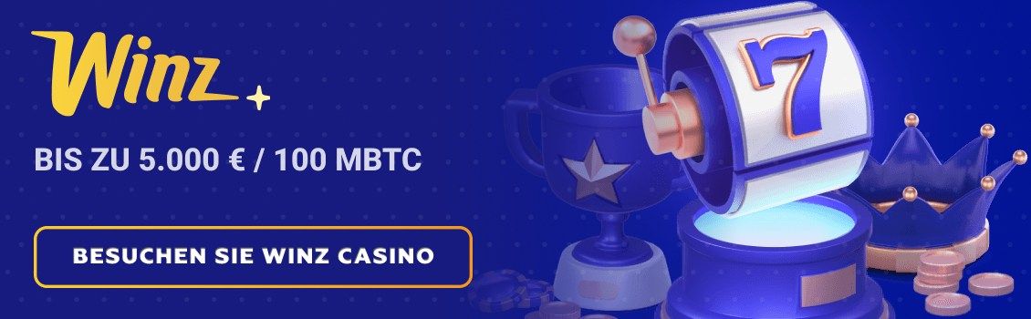 Starten Sie bei Winz Casino mit 20%-Krypto-Cashback oder 10%-Live-Casino-Cashback, beide unbegrenzt und ohne Umsatzbedingungen! Verwenden Sie bei Ihrer ersten Einzahlung den Bonuscode CRYPTO oder LIVE.