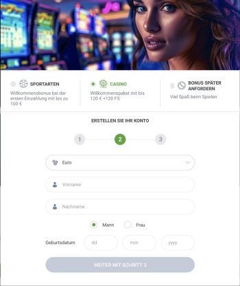 Geben Sie Ihren Namen bei 20Bet ein