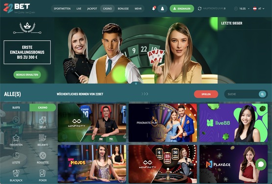 22Bet Casino Hauptseite