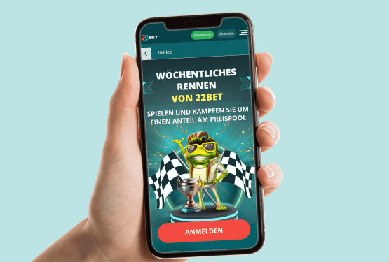 22Bet Casino Hauptseite auf dem Handy