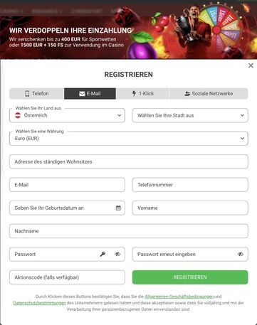 Geben Sie Ihren Namen bei 888Starz ein