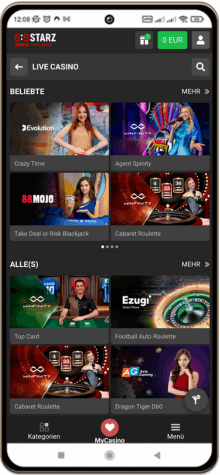 888starz Casino auf einem Mobiltelefon