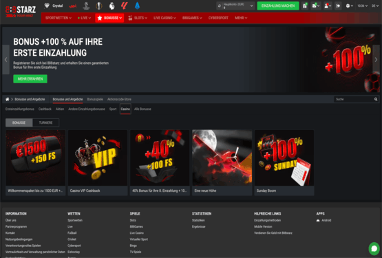 888starz Casino Bonusseite