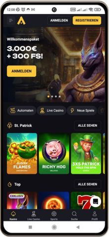 Amonbet Casino auf einem Mobiltelefon
