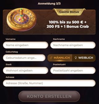 Geben Sie Ihren Namen bei Amunra ein