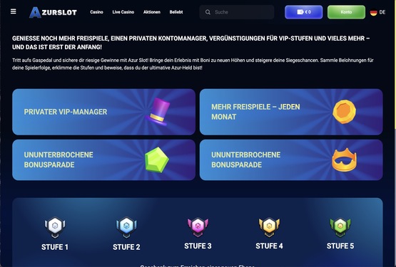 Azurslot Casino vip Seite