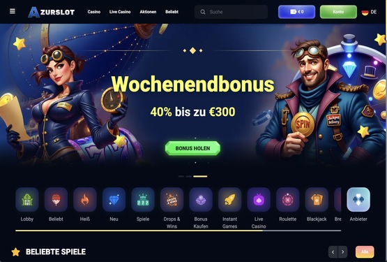 Azurslot Casino Hauptseite