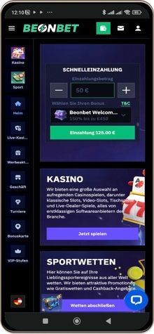 Das BeOnBet Casino auf Mobilger&auml;ten