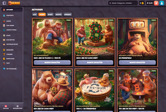 Bearo Casino Bonusseite