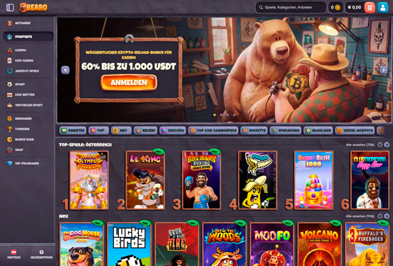 Bearo Casino Hauptseite