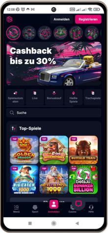 Betsio Casino auf einem Mobiltelefon