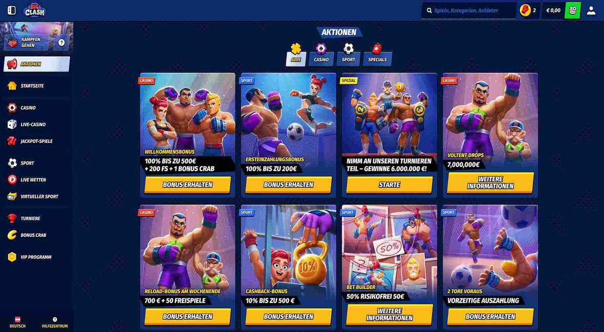 BigClash Casino Bonusseite