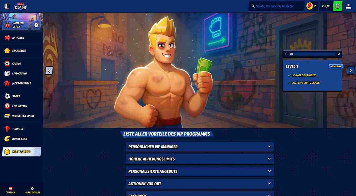 BigClash Casino vip Seite