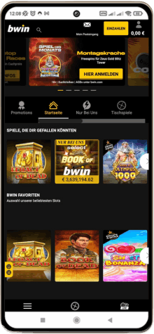 Bwin Casino auf einem Mobiltelefon
