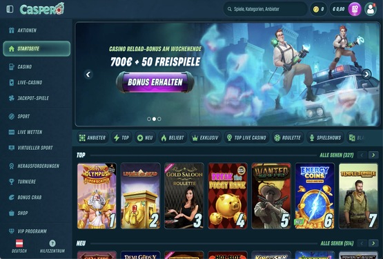 Caspero Casino Hauptseite