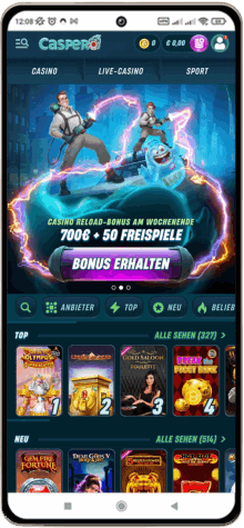 Caspero Casino auf einem Mobiltelefon