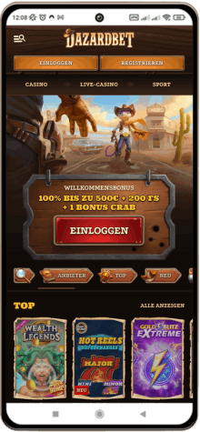 Dazardbet Casino auf einem Mobiltelefon