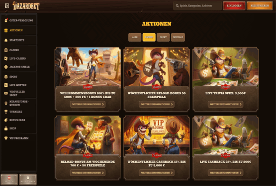 Dazardbet Casino Bonusseite