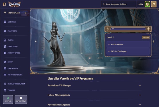 DivaSPin Casino vip Seite