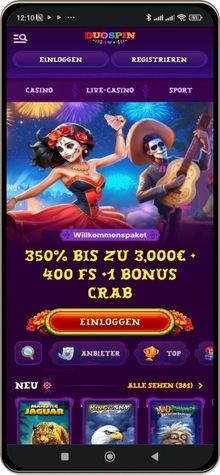 DuoSpin Casino auf einem Mobiltelefon