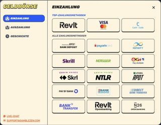 Einzahlungsmethoden bei Gamblezen