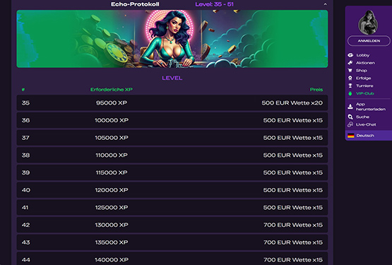 GlitchSpin Casino VIP Seite