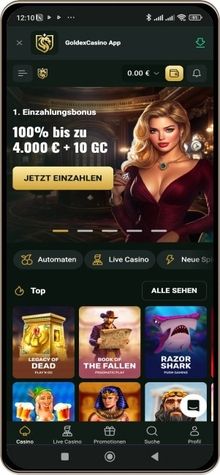 Goldex Casino auf einem Mobiltelefon