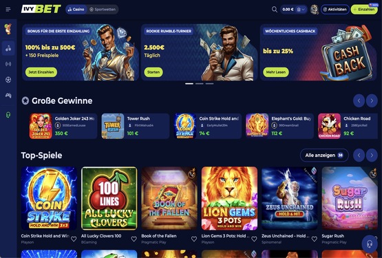 Ivybet Casino Hauptseite