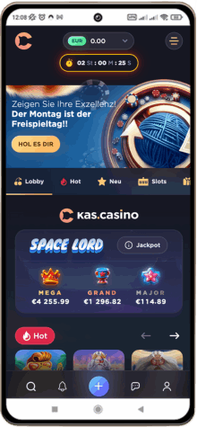 Kas.casino auf einem Mobiltelefon