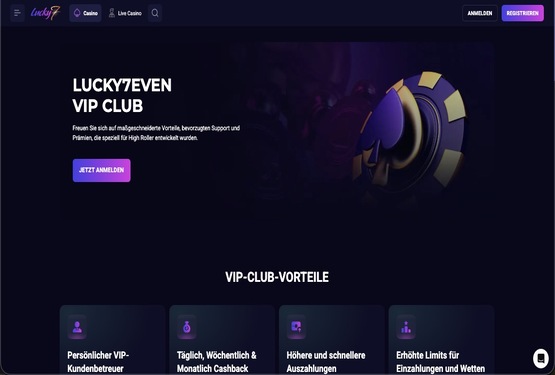 Lucky7even Casino vip Seite
