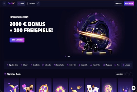 Lucky7even Casino Hauptseite