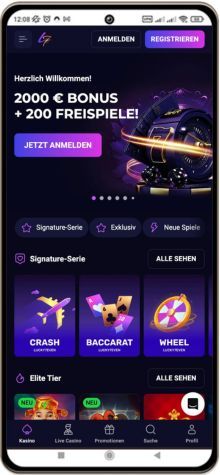 Lucky7even Casino auf einem Mobiltelefon