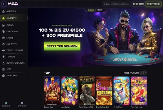 Madcasino Hauptseite