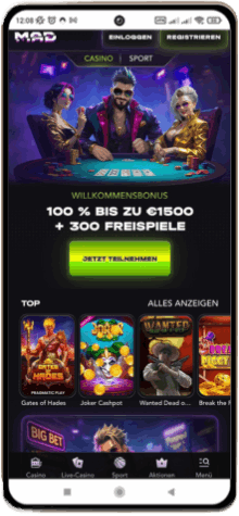 Mad Casino auf einem Mobiltelefon