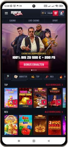 Mafia Casino auf einem Mobiltelefon