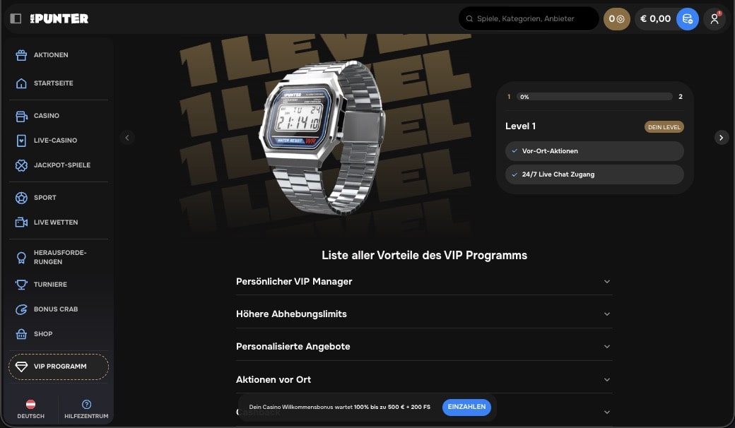 Mr.Punter Casino vip Seite