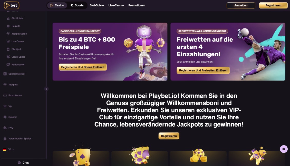 Playbet Hauptseite