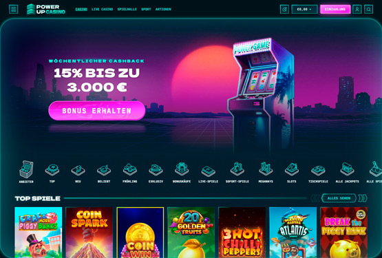 PowerUp Casino Hauptseite